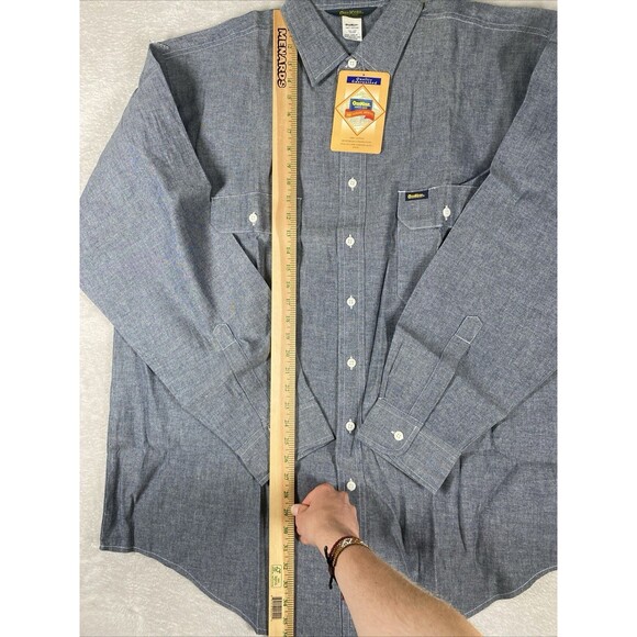 NOS Vintage Osh Kosh B'gosh Shirt Men 2XLT Tall Chambray Cotton Blue - Picture 4 of 9